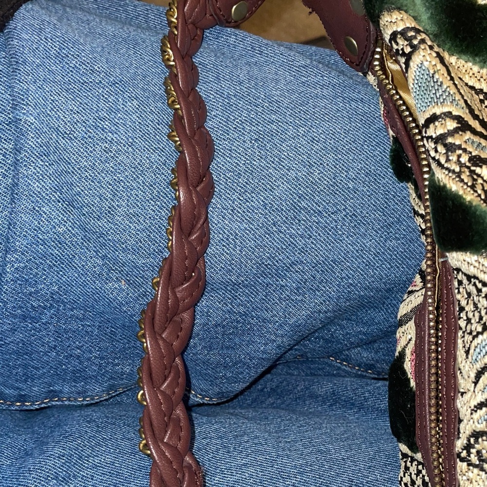 Maxx New York Green and Brown Patterned Hobo Bag - Picture 5 of 8